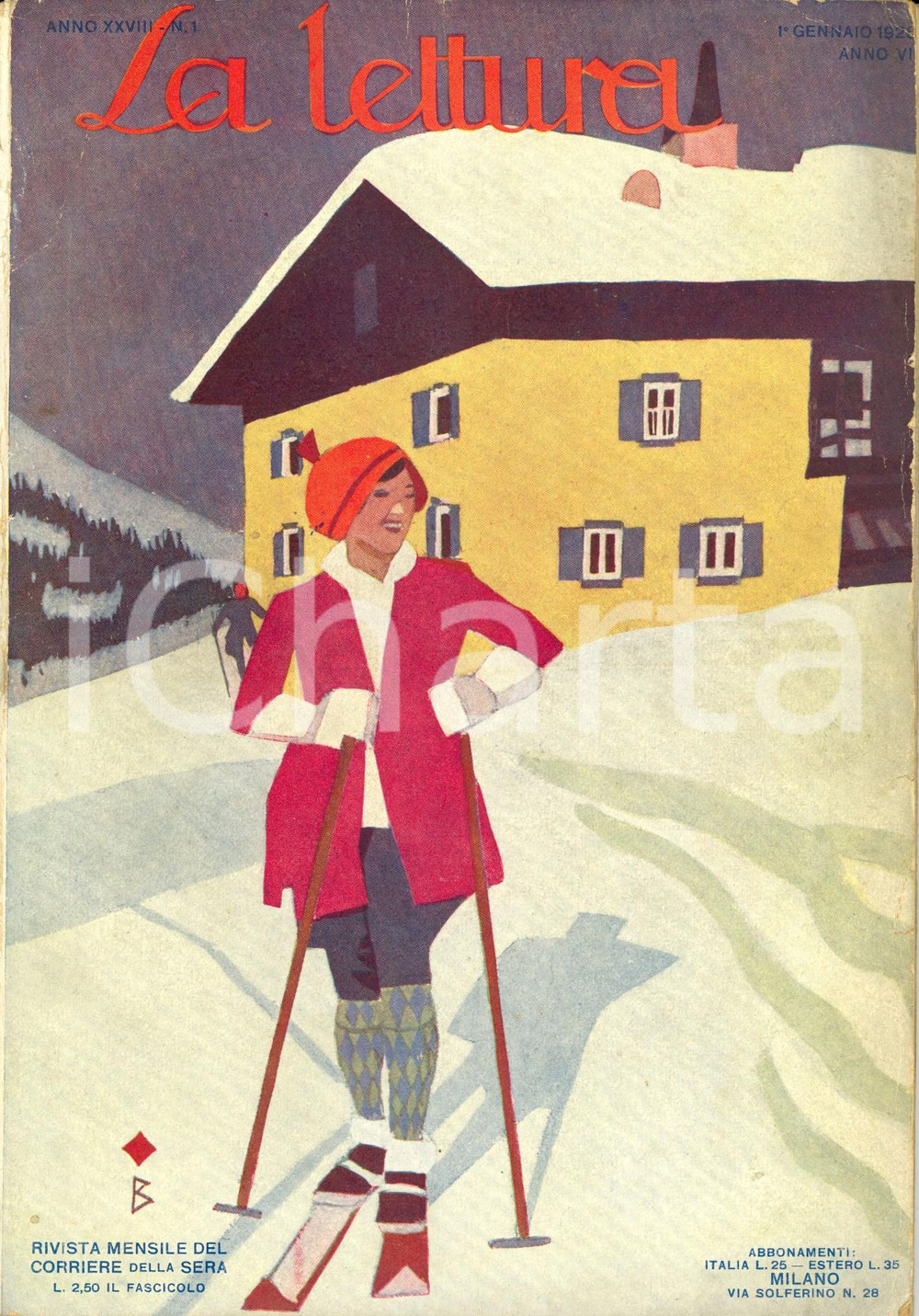 Giornale, rivista storica 1928 LA LETTURA Alla ricerca di DON CHISCIOTTE *ILLUSTRATA Anno XXVIII n°1 1