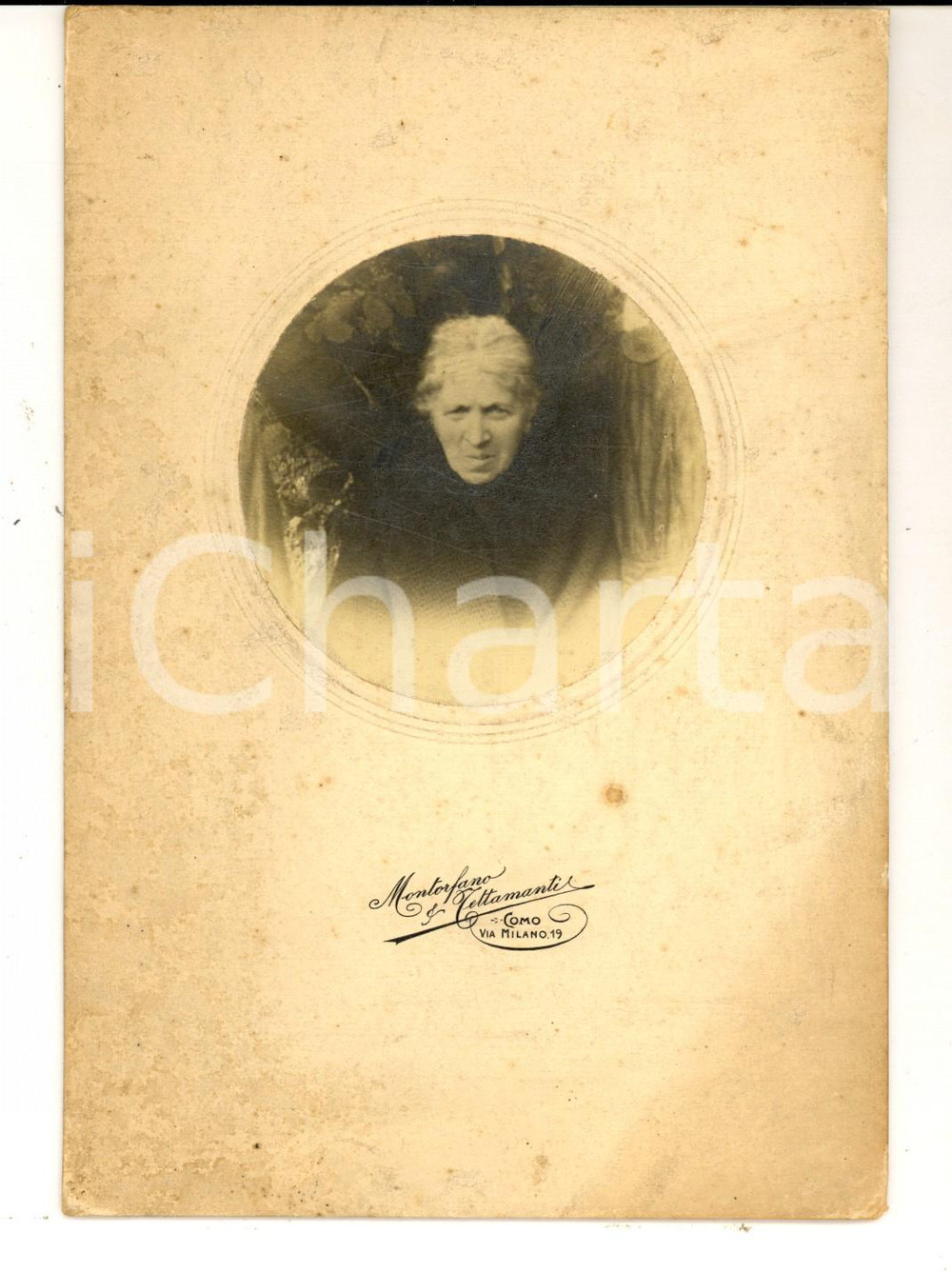 Fotografia d epoca originale 1890 ca COMO Ritratto di anziana donna Foto MONTORFANO & TETTAMANTI 1