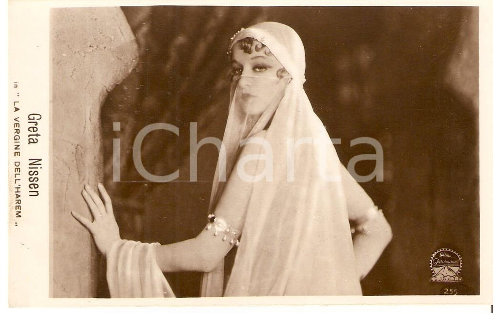 Cartolina originale da collezione 1926 VERGINE DELL'HAREM Greta NISSEN nel film di Raoul WALSH *Cartolina FP NV 1