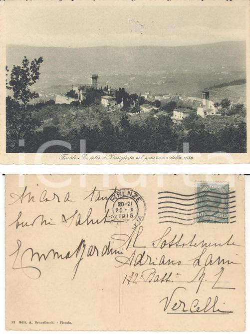 Autografo originale 1915 FIESOLE FI Castello di VINCIGLIATA Autografo Emma BARDINI pittrice 1