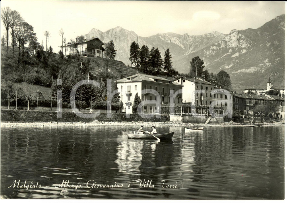 Cartolina originale da collezione 1955 ca MALGRATE LC Albergo GIOVANNINO e Villa TORRI Cartolina FG NV 1