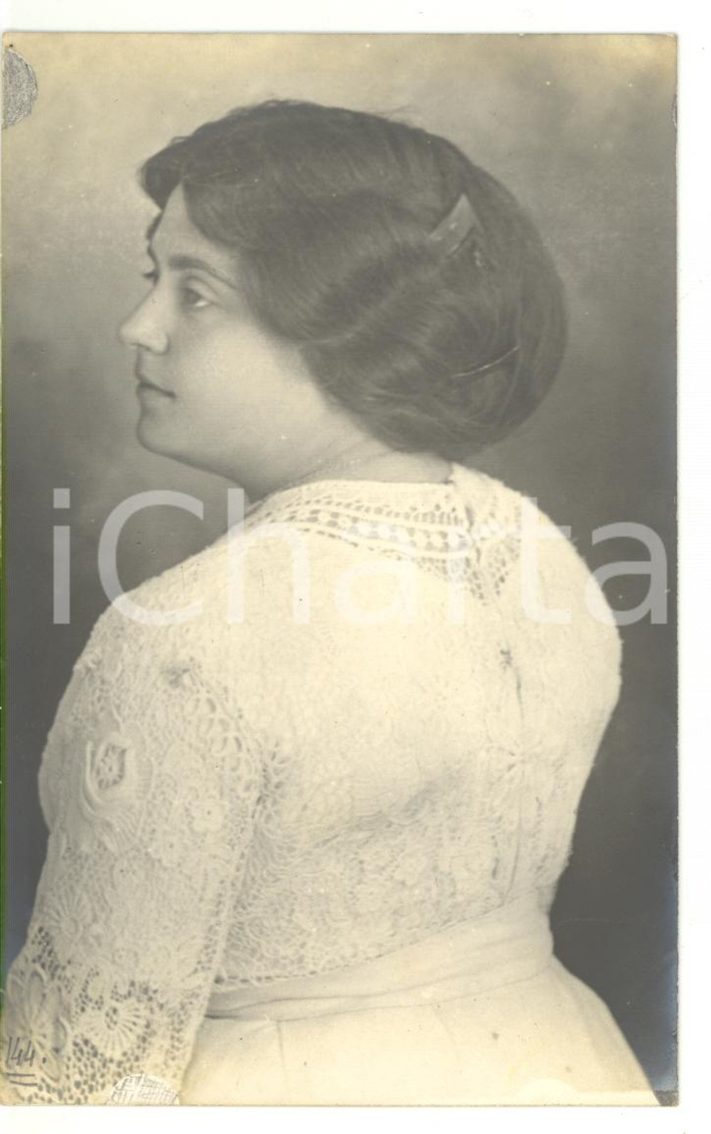 1912 ORTONA Ritratto di Maria SANVITALE in abito bianco *Fotocartolina