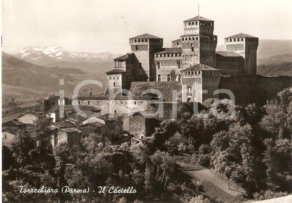 Cartolina originale da collezione 1960 ca LANGHIRANO PR Castello di TORRECHIARA Cartolina FG VG 1