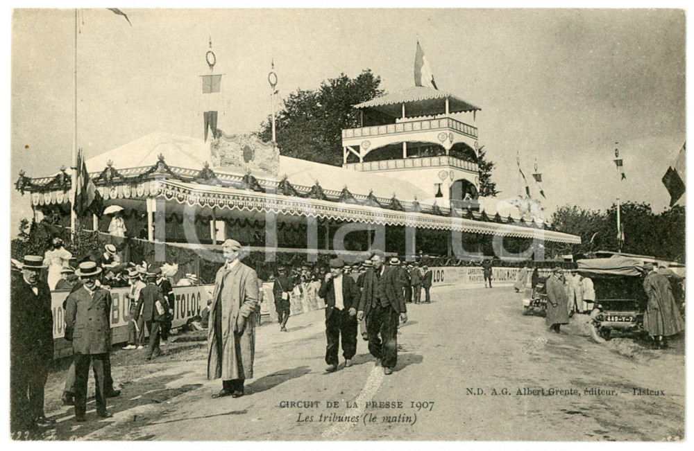 1907 CIRCUIT DE LA PRESSE - Course automobile - Les tribunes - Carte postale Cartolina postale d'epoca, non viaggiata.CONDIZIONI: GFORMATO: FP    originale e autentica 1