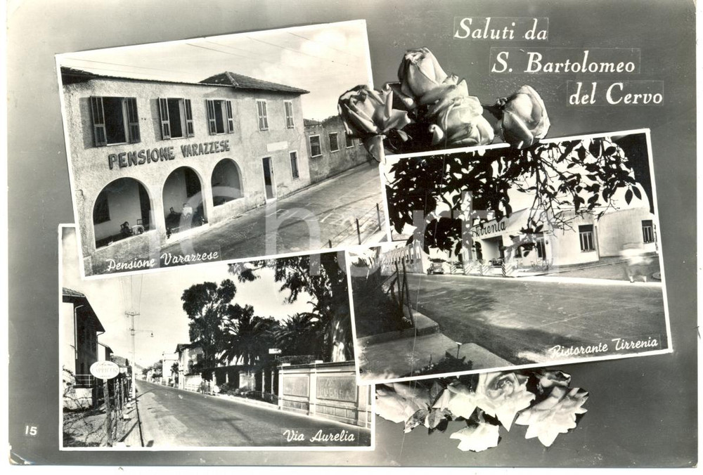 Cartolina originale da collezione 1953 SAN BARTOLOMEO DEL CERVO Vedutine AURELIA VARAZZESE e TIRRENIA Cartolina FG 1