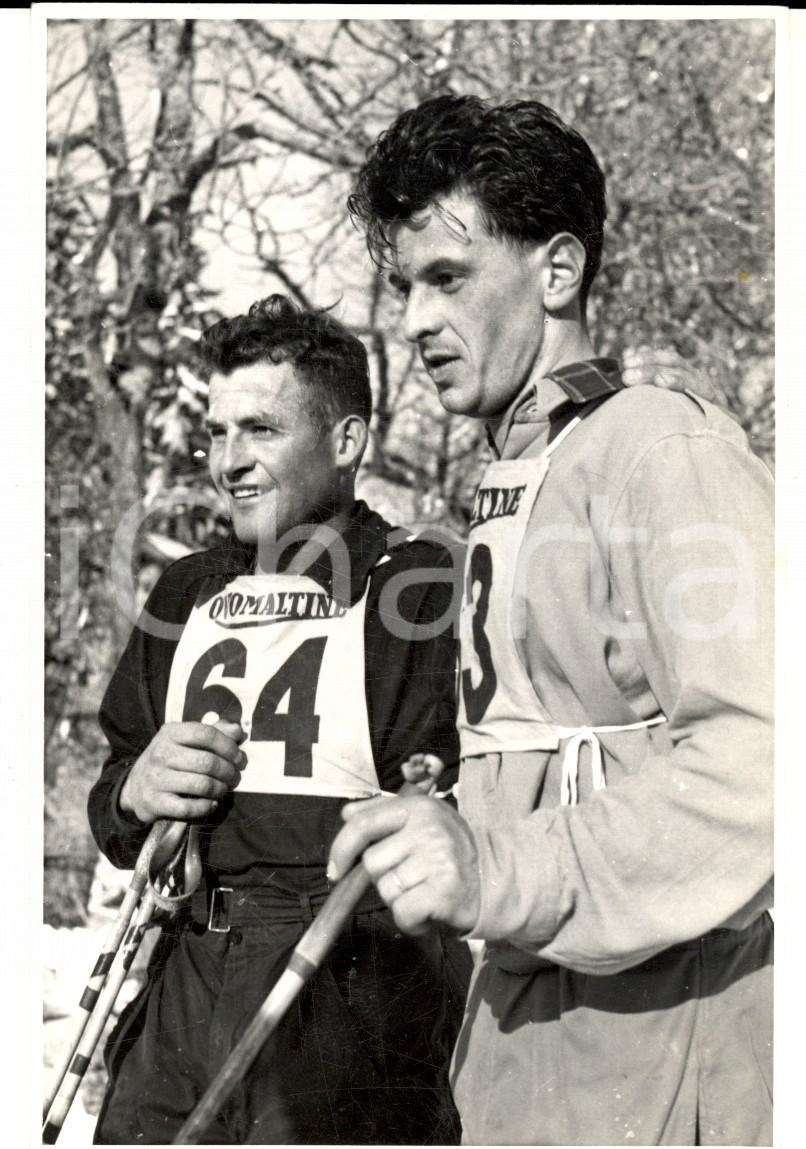 Fotografia d epoca originale 1950 ca SWITZERLAND Campionati SCI ALPINO Fritz KOCHER Werner ZWIGLI Fotografia 1
