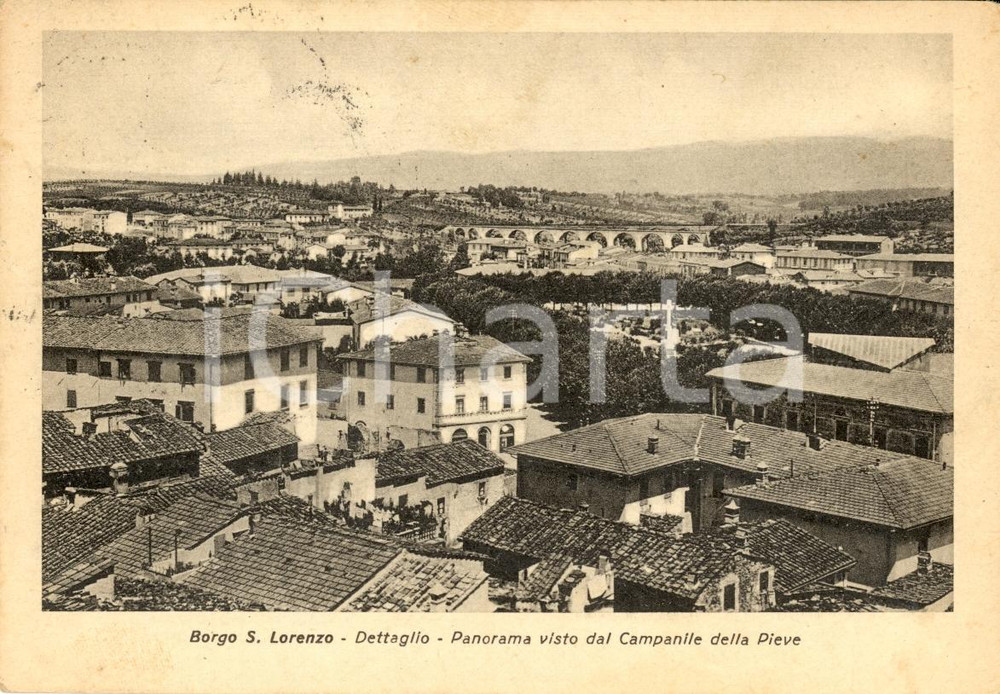 Cartolina originale da collezione 1945 ca BORGO SAN LORENOZ FI Panorama dal campanile 1