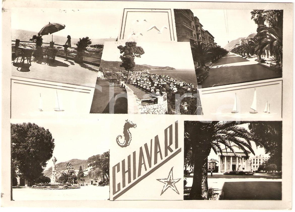 Cartolina originale da collezione 1952 CHIAVARI GE Vedutine CARTOLINA ANIMATA FG VG 1