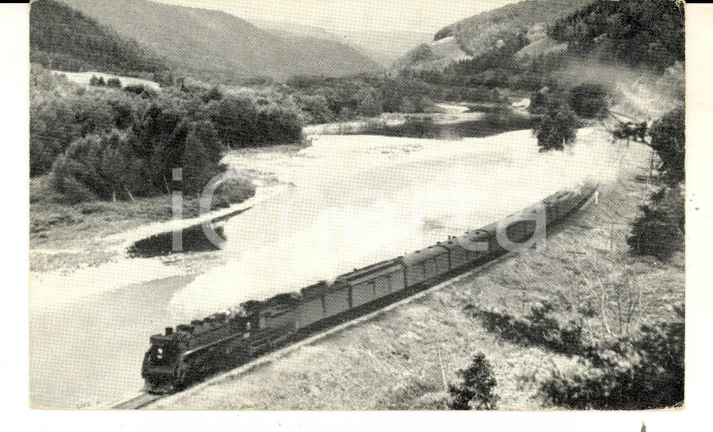 Cartolina originale da collezione 1960 ca CANADIAN NATIONAL RAILWAYS Ocean Limited in MATAPEDIA VALLEY Postcard 1