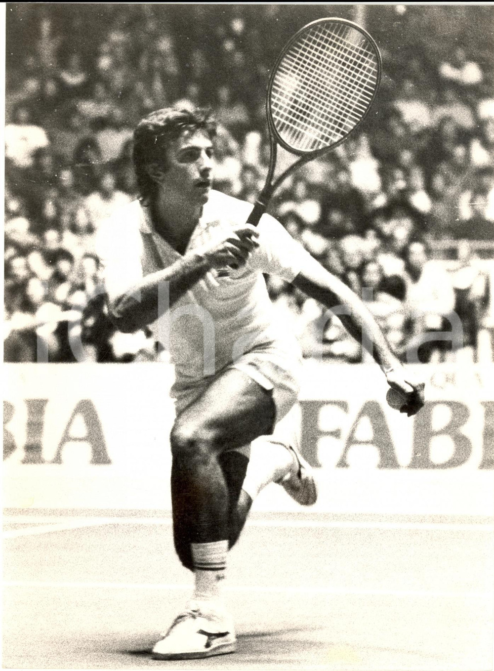 Fotografia d epoca originale 1980 ca TENNIS Gianluca RINALDINI prima di lanciare Fotografia 1