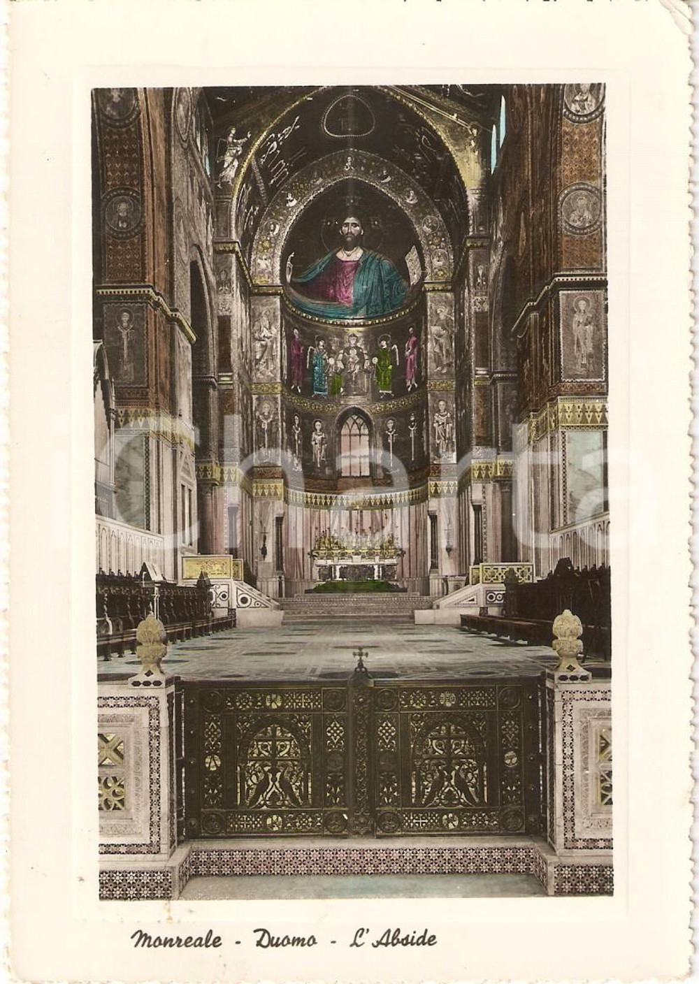 Cartolina originale da collezione 1955 MONREALE (PA) Cattedrale SANTA MARIA NUOVA Abside *Cartolina FG VG 1
