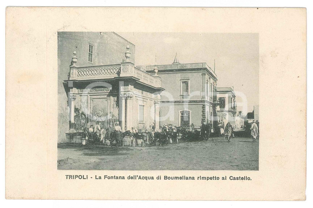 1912 TRIPOLI (LIBIA ITALIANA) Fontana dell'Acqua di Boumeliana *Cartolina FP VG  Cartolina postale d'epoca, viaggiata.  GOOD/buono  Formato: 14x9 cm originale e autentica 1