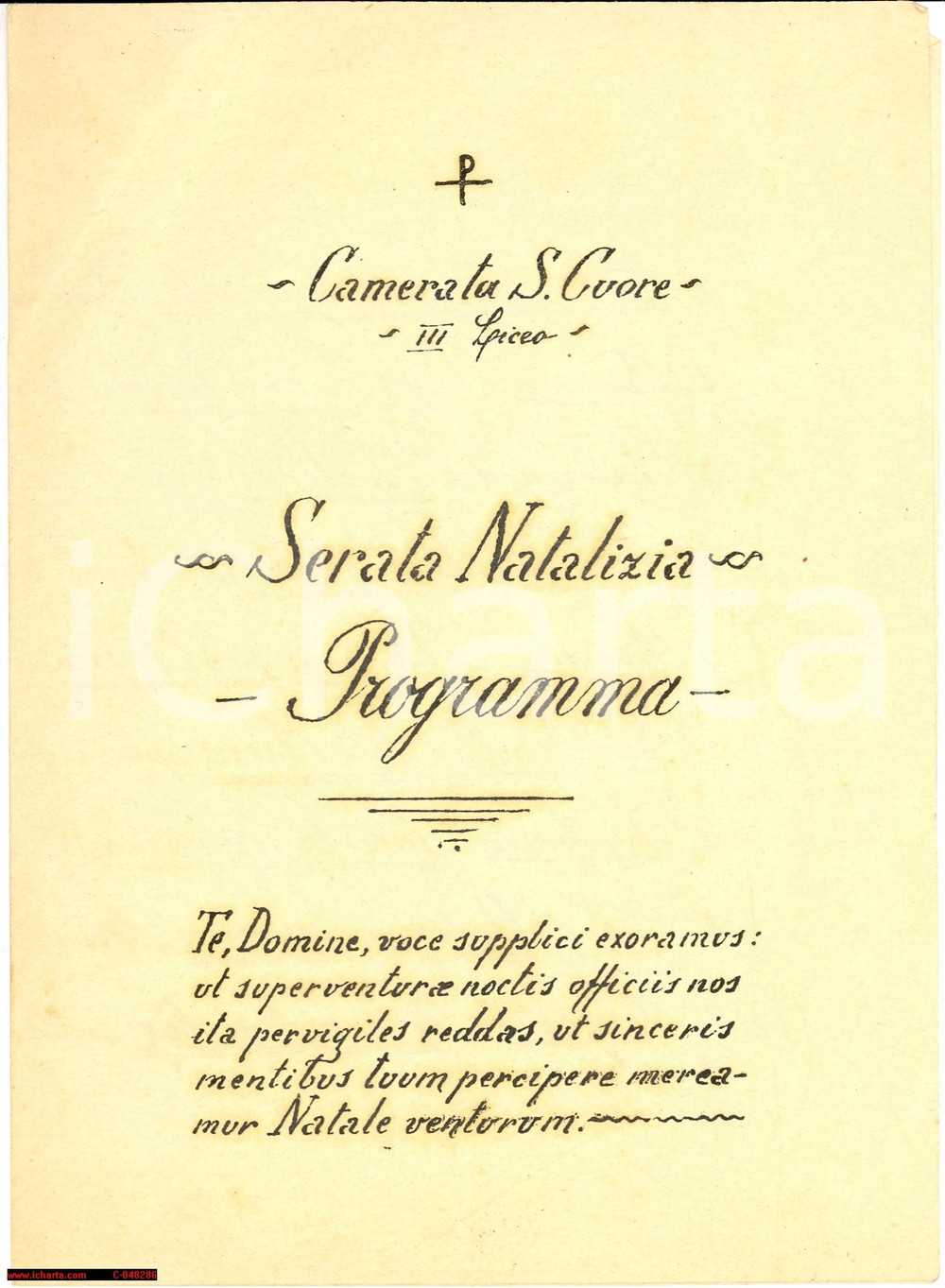 Oggetto da collezione cartaceo 1930 ca PADOVA Istituto solastico SACRO CUORE Serata di Natale  Programma 1
