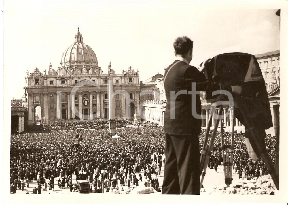Fotografia d'epoca originale 1939 ROMA Piazza SAN PIETRO gremita per benedizione PIO XII *Fotografia 1