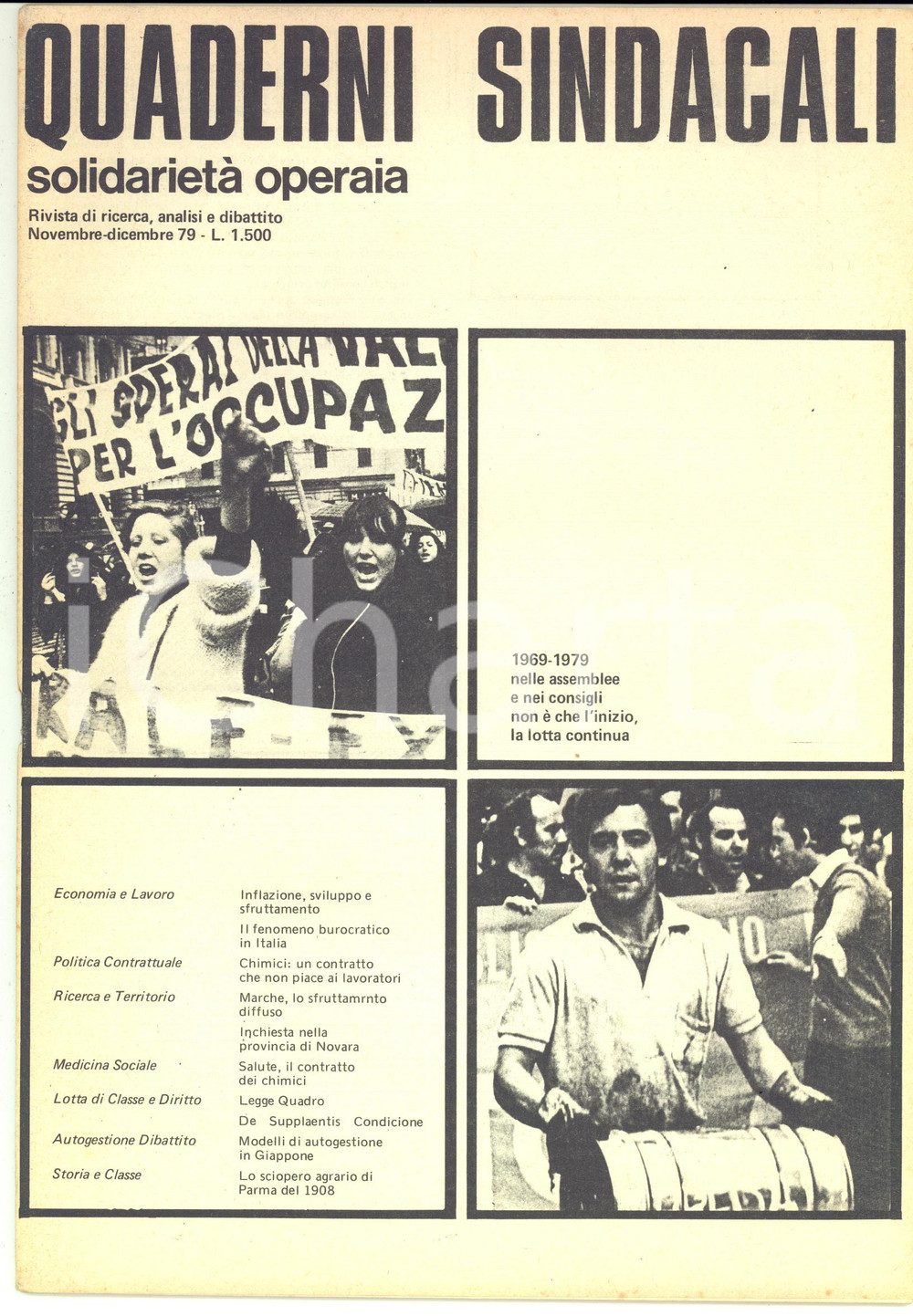 Giornale, rivista storica 1979 QUADERNI SINDACALI  SOLIDARIETA  OPERAIA Contratto dei chimici  Rivista 1