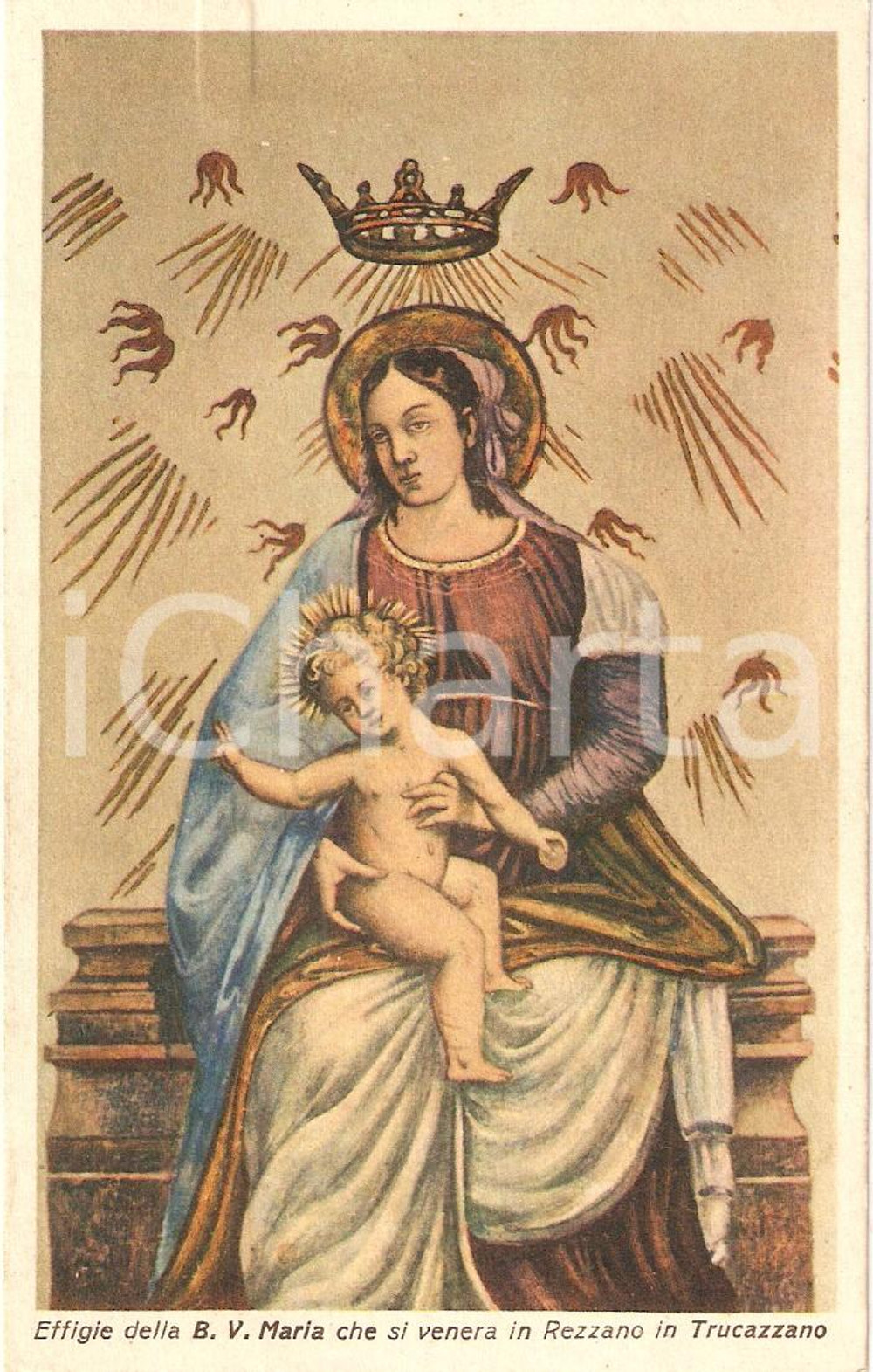 Cartolina originale da collezione 1950 ca TRUCAZZANO (MI) Frazione REZZANO Effigie Beata Vergine *Cartolina FP NV 1