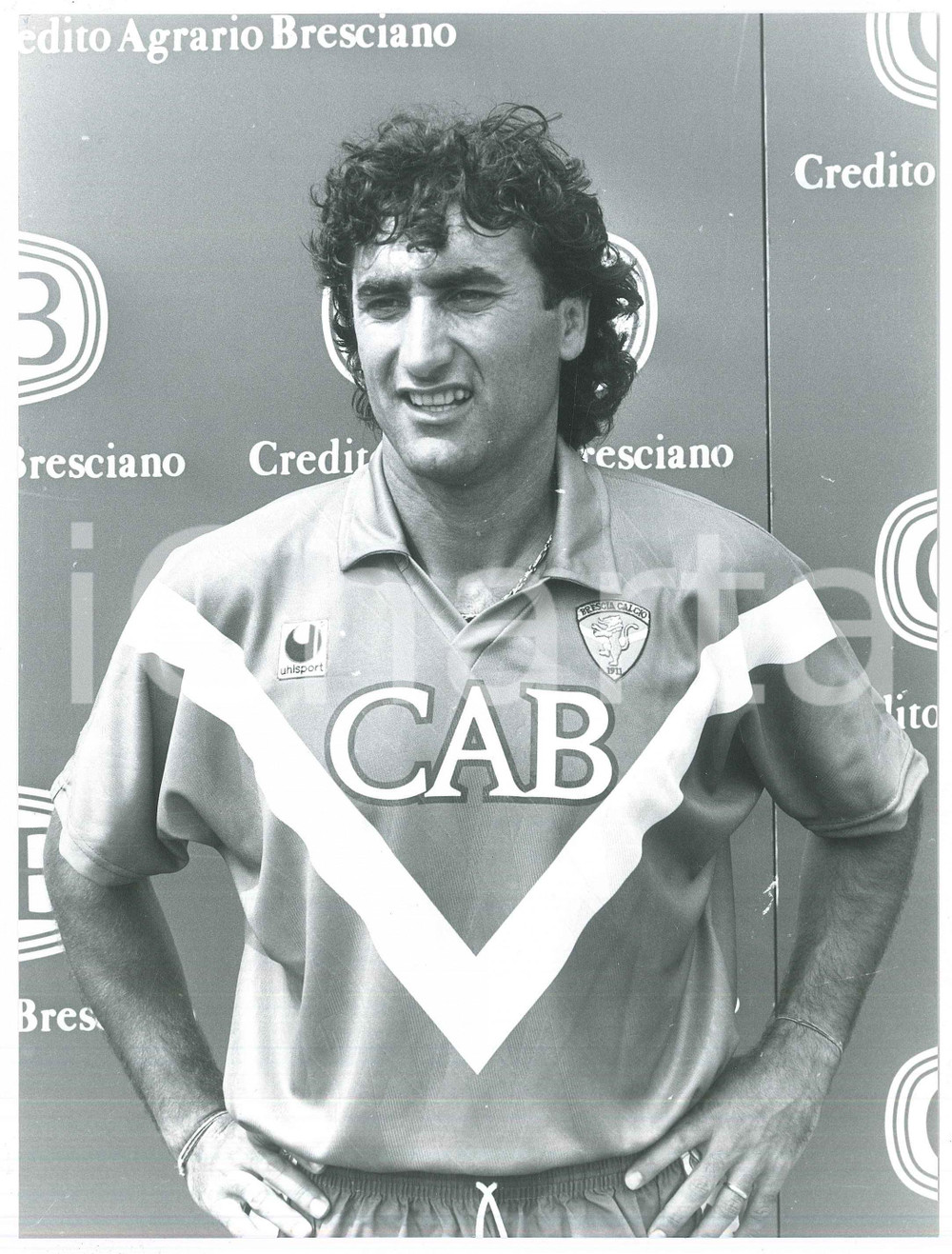 Fotografia d epoca originale 1992 BRESCIA CALCIO Luciano DE PAOLA Ritratto del calciatore  Foto 18x23 cm 1