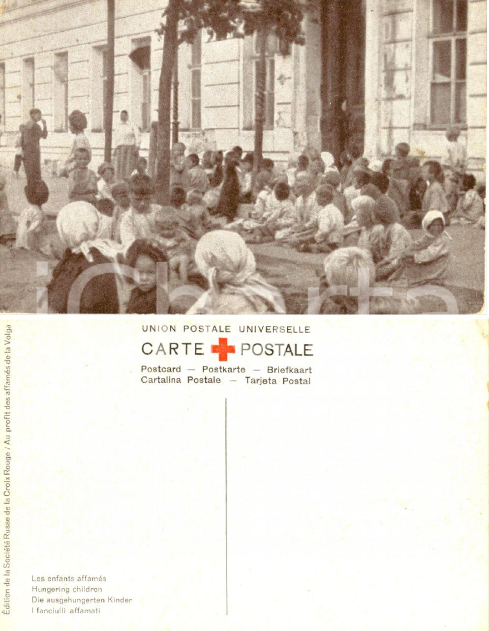 Cartolina originale da collezione 1920 ca VOLGA RUSSIA Gruppo di bambini Cartolina FP NV CROCE ROSSA 1