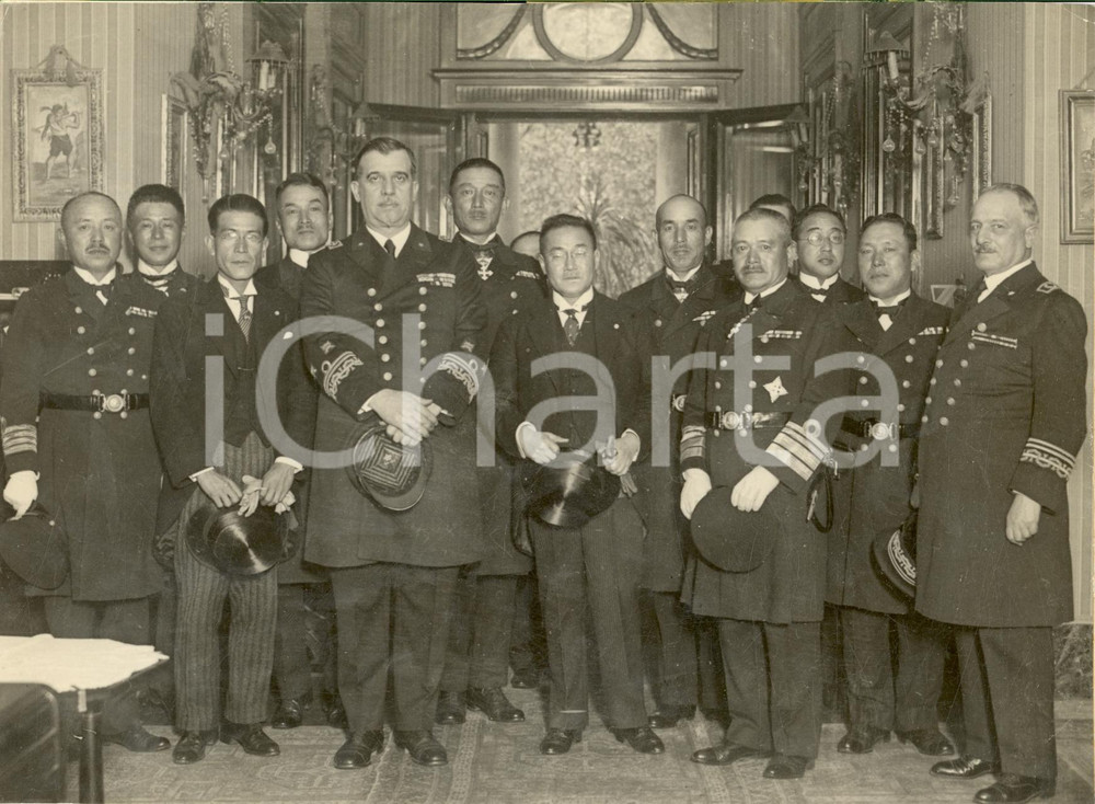 Fotografia d epoca originale 1931 ROMA Ufficiali Stato Maggiore GIAPPONESE al Ministero della Marina Italiana 1