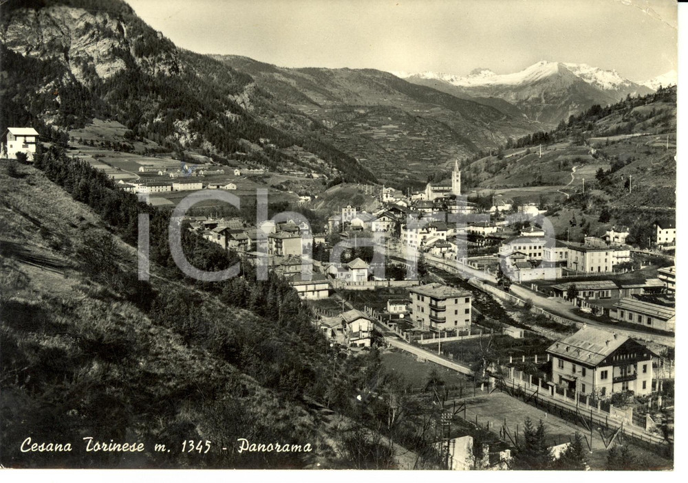 Cartolina originale da collezione 1958 CESANA TORINESE TO Scorcio panoramico e monte CHABERTON Cartolina FG VG 1