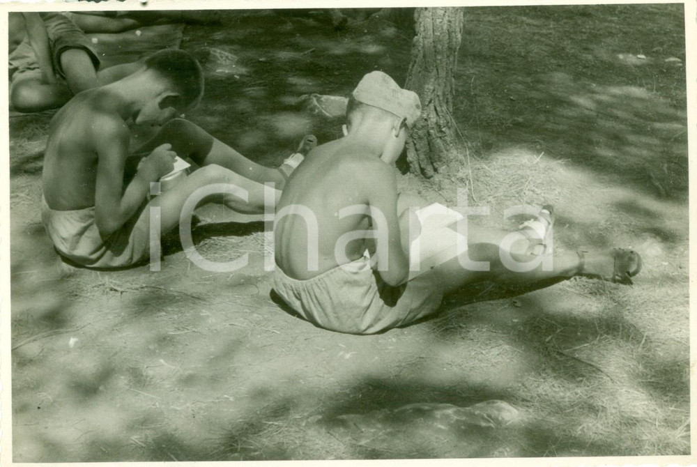 Fotografia d epoca originale 1936 ISTRIA Campeggio Alfred FASSEK Bambini scrivono alla mamma +FOTOGRAFIA 1