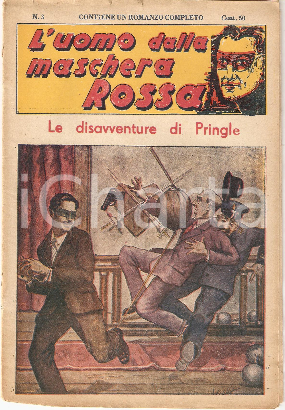 Giornale, rivista storica 1936 L'UOMO DALLA MASCHERA ROSSA Le disavventure di Pringle *Rivista nÂ°3 1