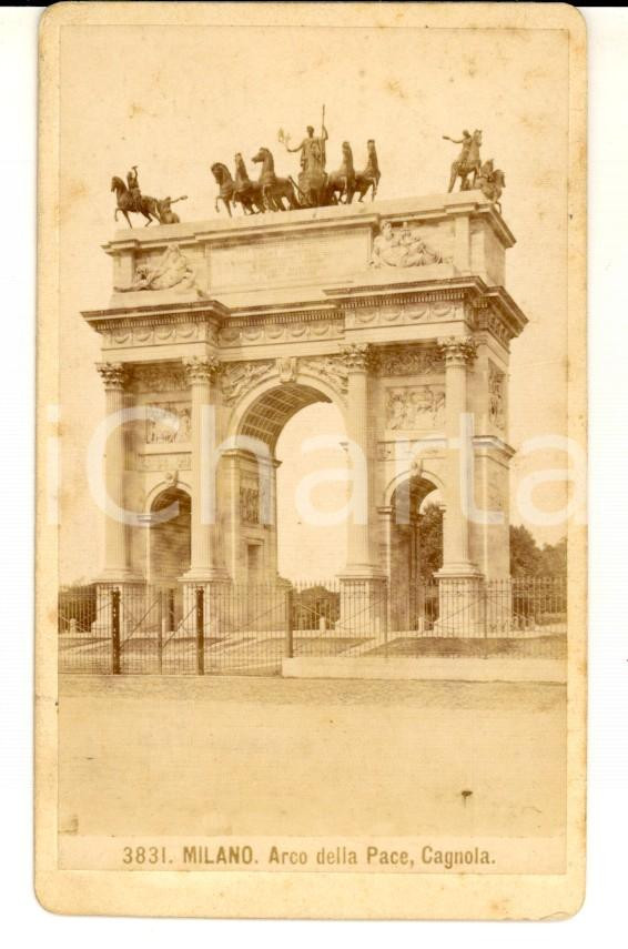 Fotografia d epoca originale 1880 ca MILANO Arco della Pace Foto artistica Giacomo BROGI CDV 1