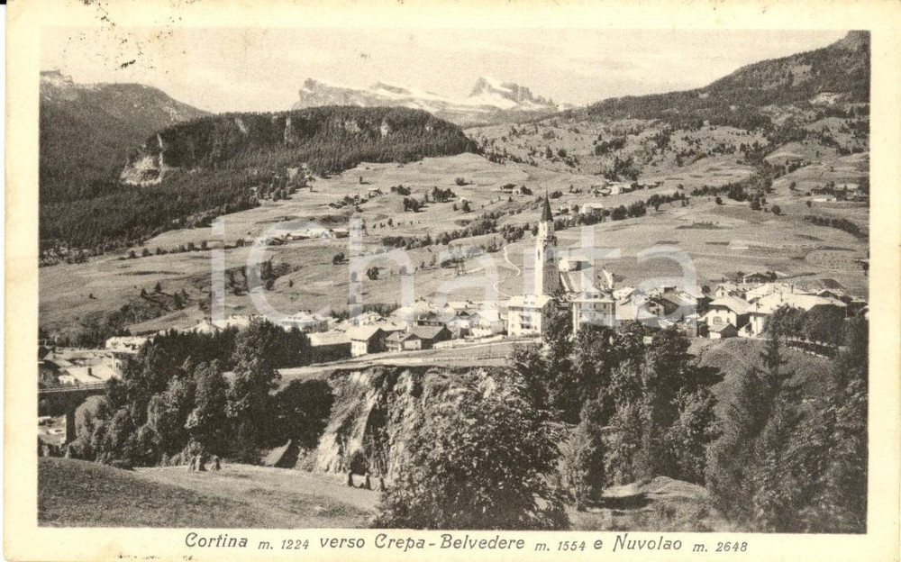 Cartolina originale da collezione 1928 CORTINA D'AMPEZZO (BL) Panorama verso CREPA BELVEDERE e NUVOLAO *Cartolina 1