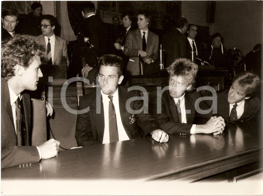 Fotografia d epoca originale 1987 PRATO Tennis COPPA DAVIS Mats WILANDER Anders JARRYD Joakim NYSTROM Foto 1