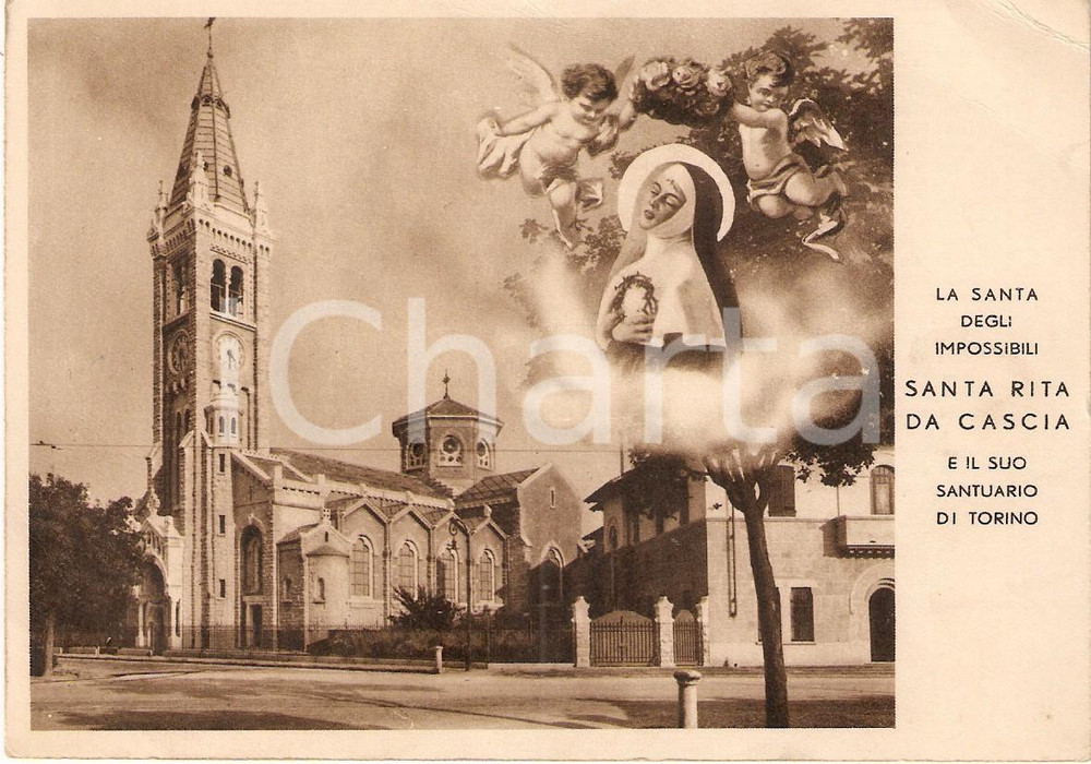 Cartolina originale da collezione 1950 ca TORINO Santuario di SANTA RITA DA CASCIA Santa degli Impossibili FG NV 1