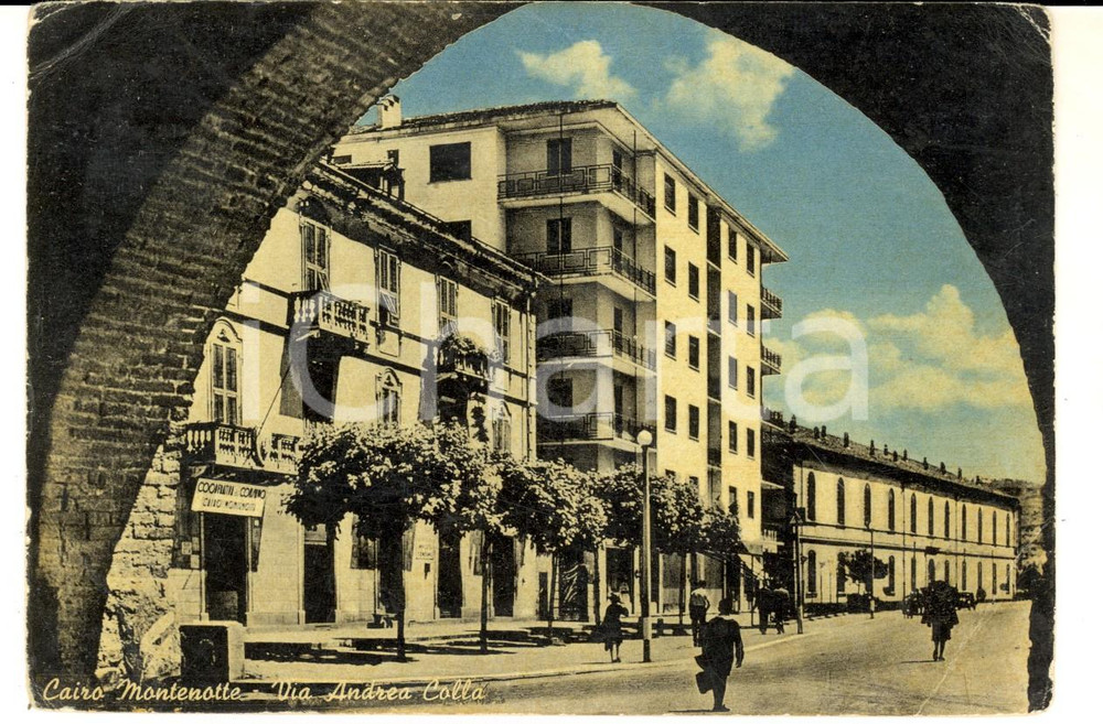 Cartolina originale da collezione 1955 CAIRO MONTENOTTE SV Via Andrea COLLA Cartolina postale ANIMATA FG 1