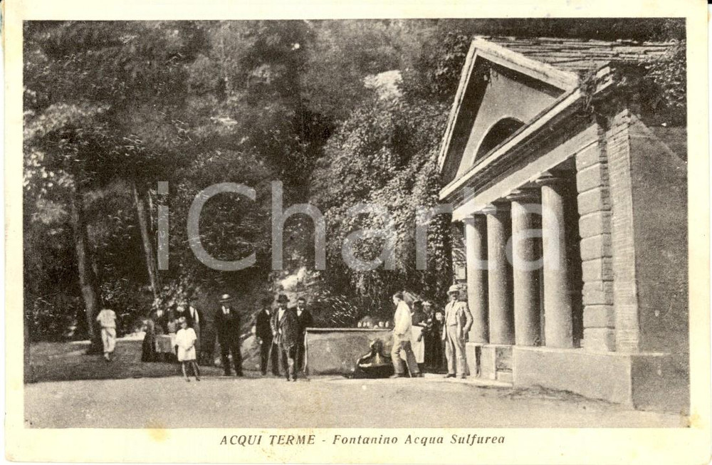 Cartolina originale da collezione 1940 ca ACQUI TERME AL Il fontanino dell acqua sulfurea Cartolina ANIMATA FP 1