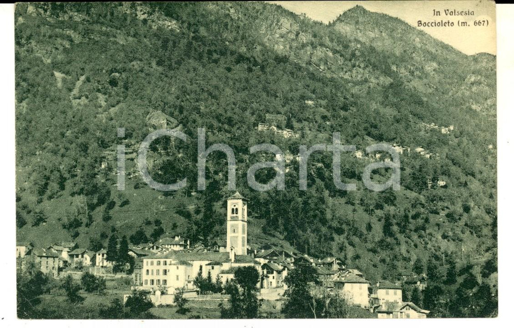 Cartolina originale da collezione 1953 BOCCIOLETO VC Veduta del paese in VALSESIA Cartolina postale FP VG 1