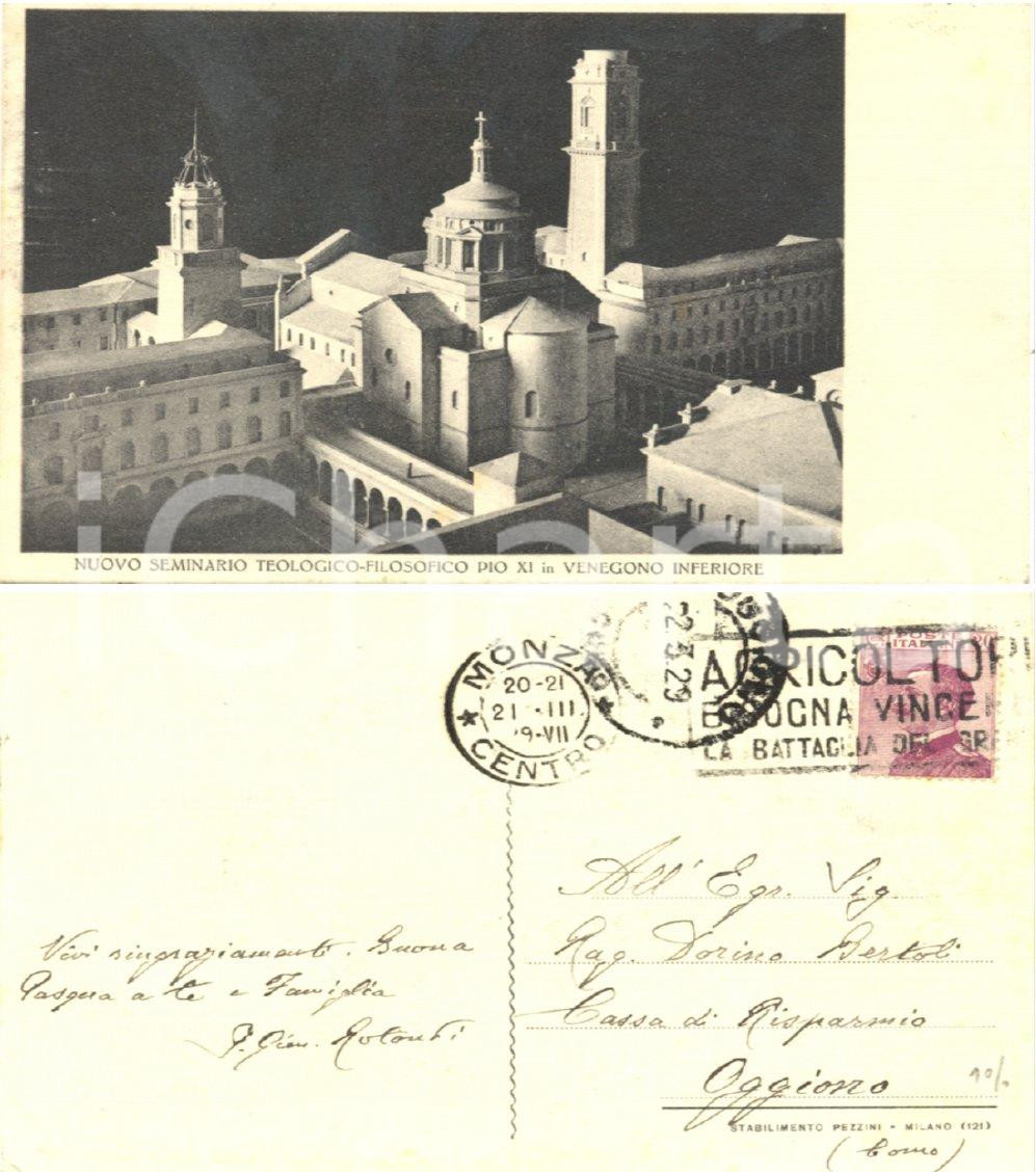 Autografo originale 1929 VENEGONO INFERIORE Seminario teologico Autografo mons. Giuseppe ROTONDI 1