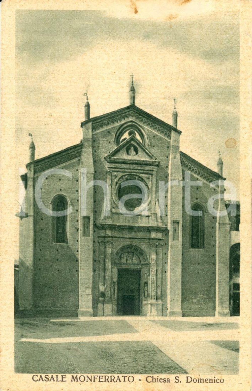Cartolina originale da collezione 1930 ca CASALE MONFERRATO (AL) Chiesa di SAN DOMENICO e piazza *Cartolina FP VG 1