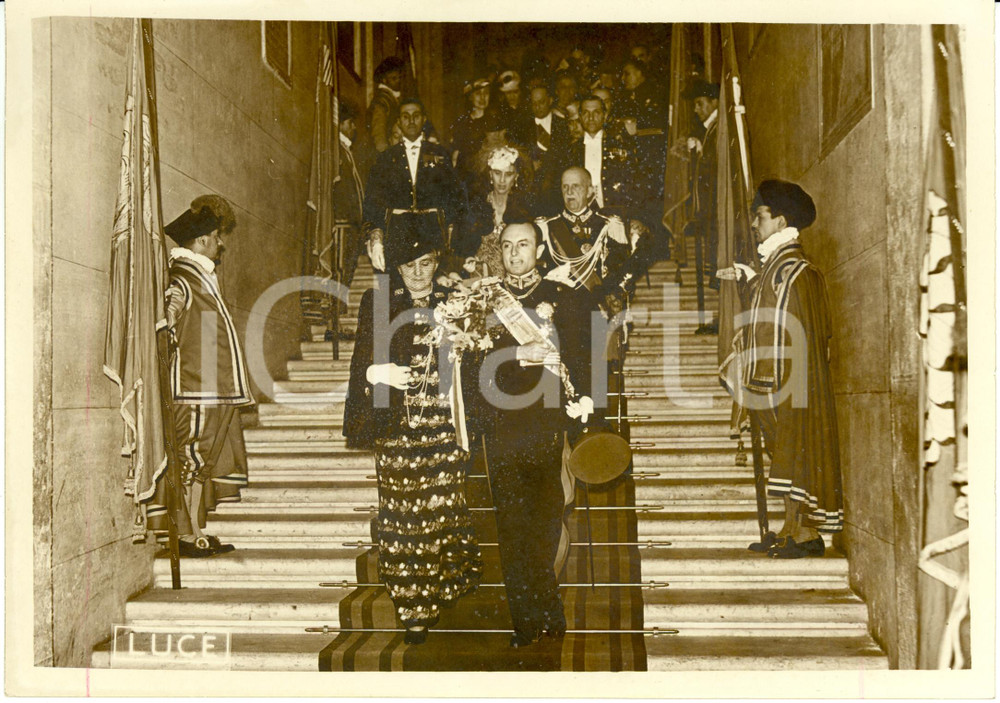 Fotografia d epoca originale 1939 ROMA Paolo di JUGOSLAVIA e Principessa Olga con i Reali italiani Foto 1