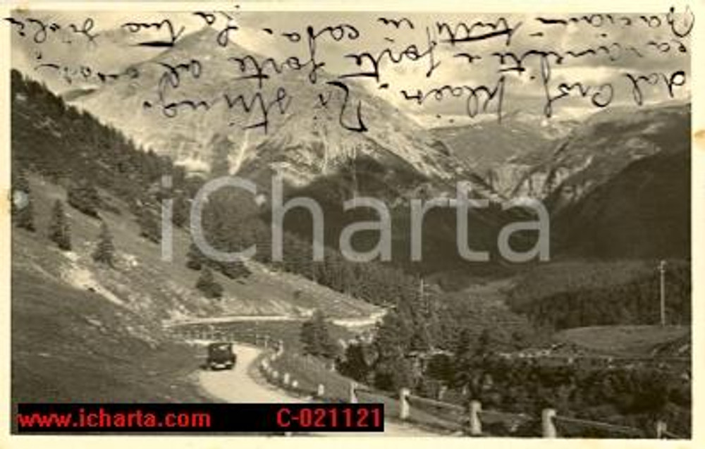 Autografo originale 1932 PASSO DELL'ALBULA Panorama con auto *Autografo contessa PEREGO DI CREMNAGO 1