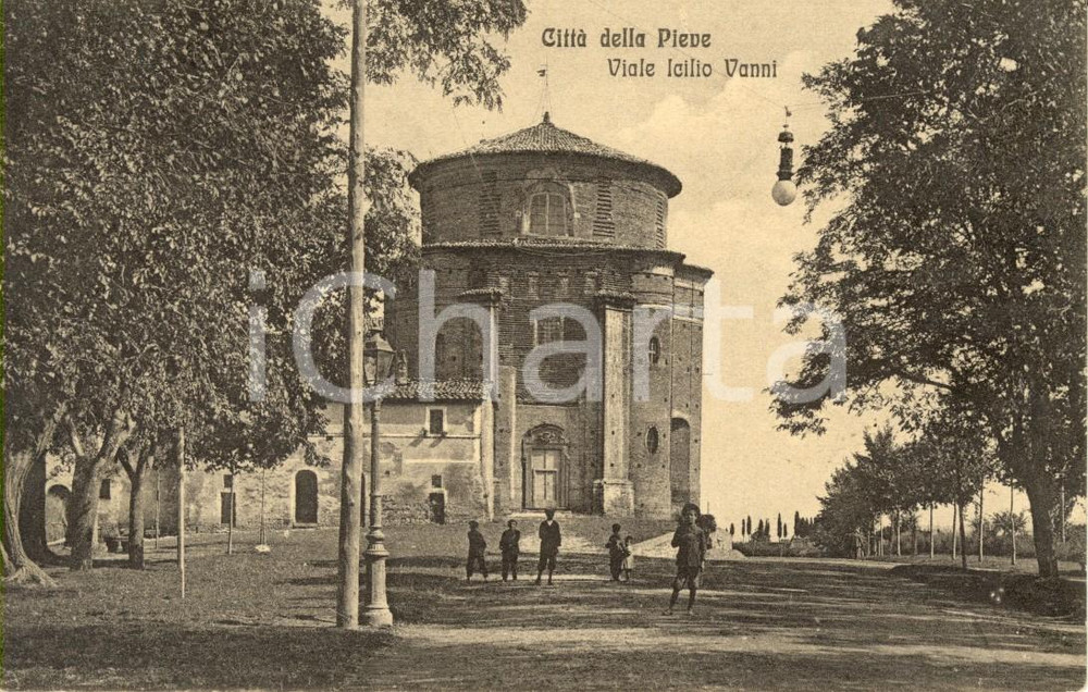 Cartolina originale da collezione 1912 CITTA  DELLA PIEVE PG Viale ICILIO VANNI Cartolina ANIMATA FP VG 1