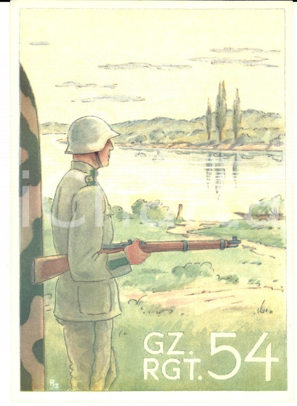 Cartolina originale da collezione 1941 ZURIGO SVIZZERA 54Â° Reggimento Fanteria di Frontiera Cartolina FG VG 1