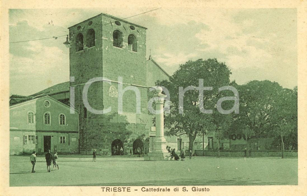 Cartolina originale da collezione 1928 TRIESTE Veduta della cattedrale di SAN GIUSTO *Cartolina ANIMATA FP VG 1