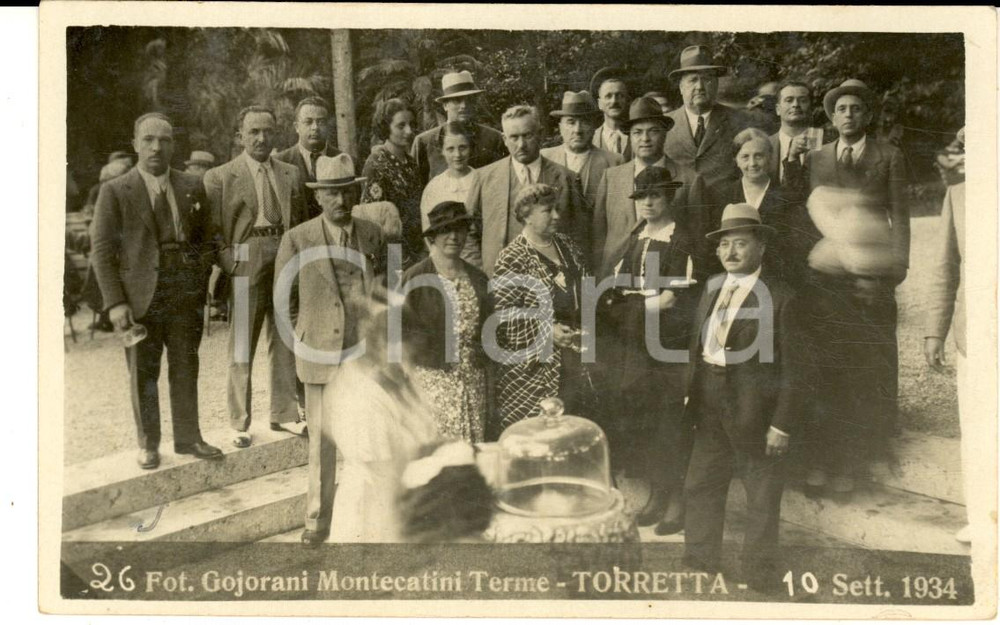 Fotografia d epoca originale 1934 MONTECATINI PT Villeggianti allo stabilimento TORRETTA Foto GOIORANI 1