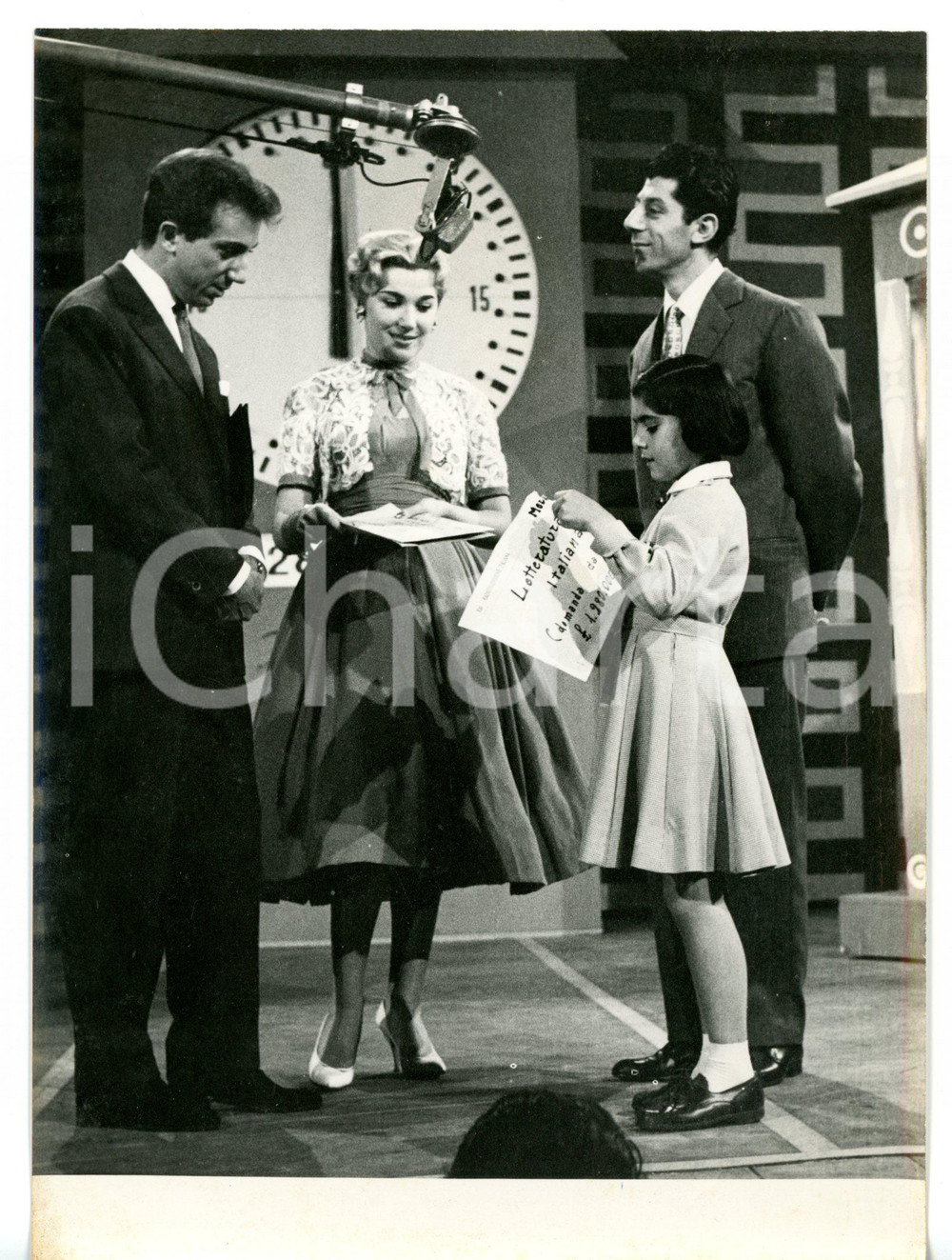 1956 LASCIA O RADDOPPIA? Mike BONGIORNO con il dantista Enrico MERLINI *Foto 