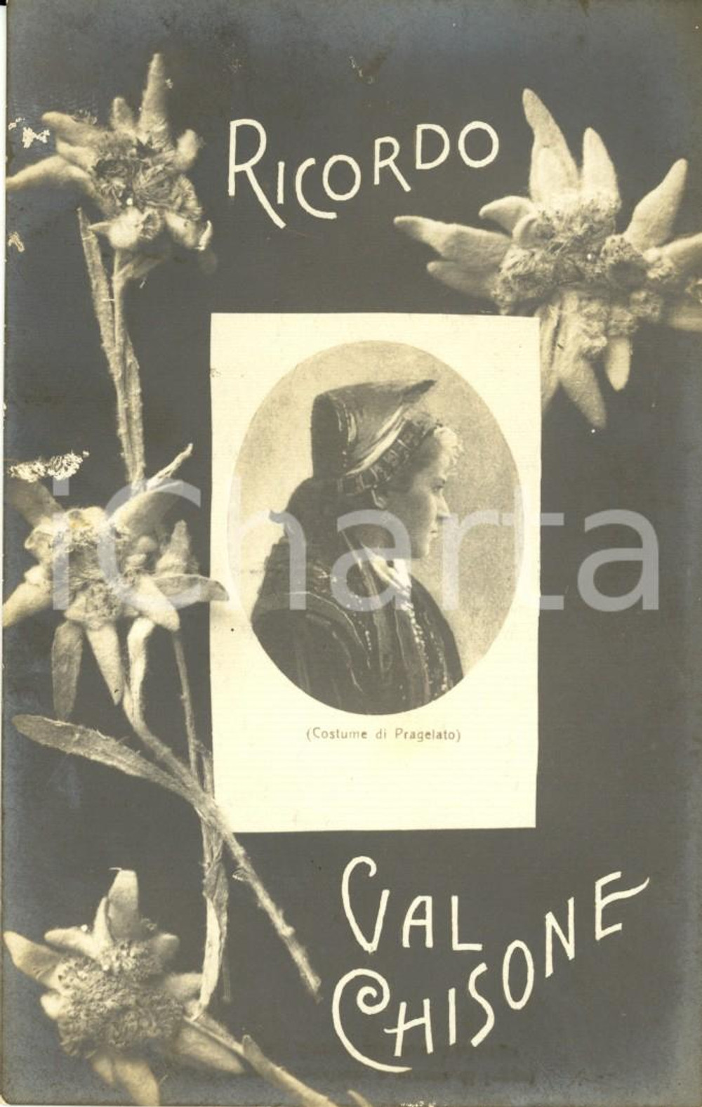 Cartolina originale da collezione 1915 ca VAL CHISONE (TO) Donna con costume tipico di PRAGELATO *Cartolina FP NV 1