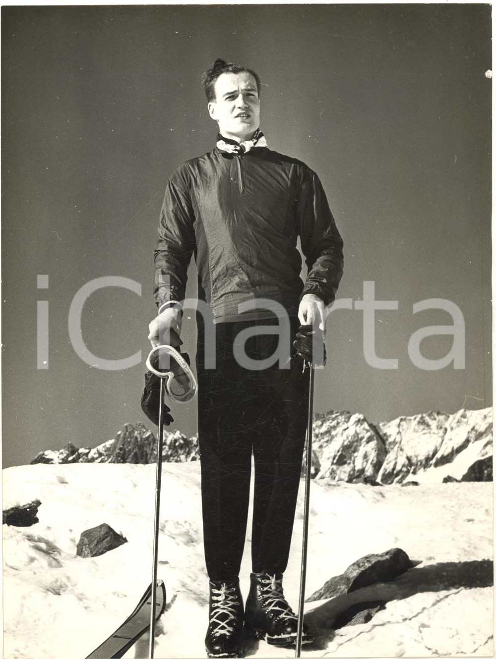 1955 SCI CERVINIA Eino KALPALA si allena per le Olimpiadi *Foto 18x24 cm