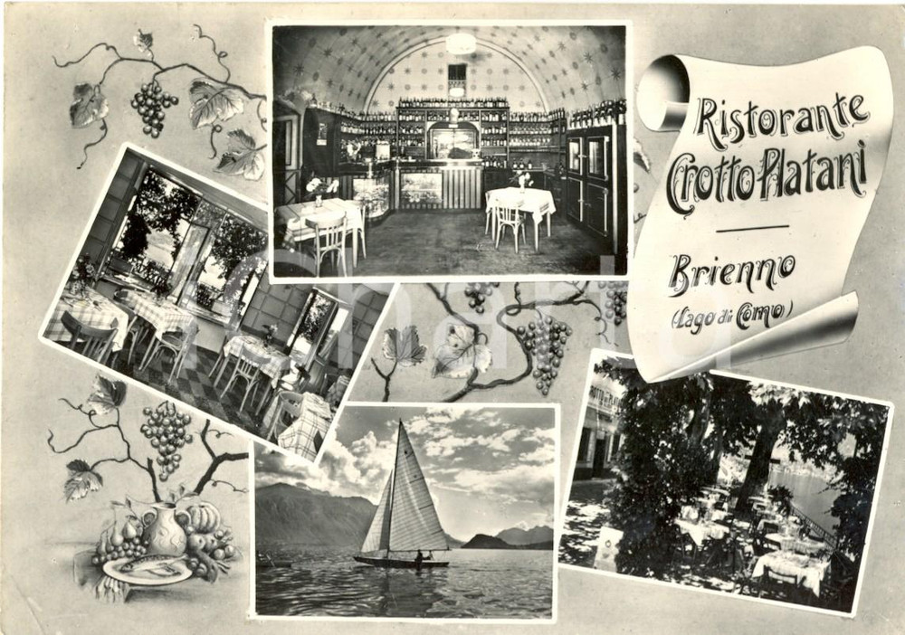 Cartolina originale da collezione 1957 BRIENNO CO Vedutine del RISTORANTE CROTTO PLATANI FG VG 1