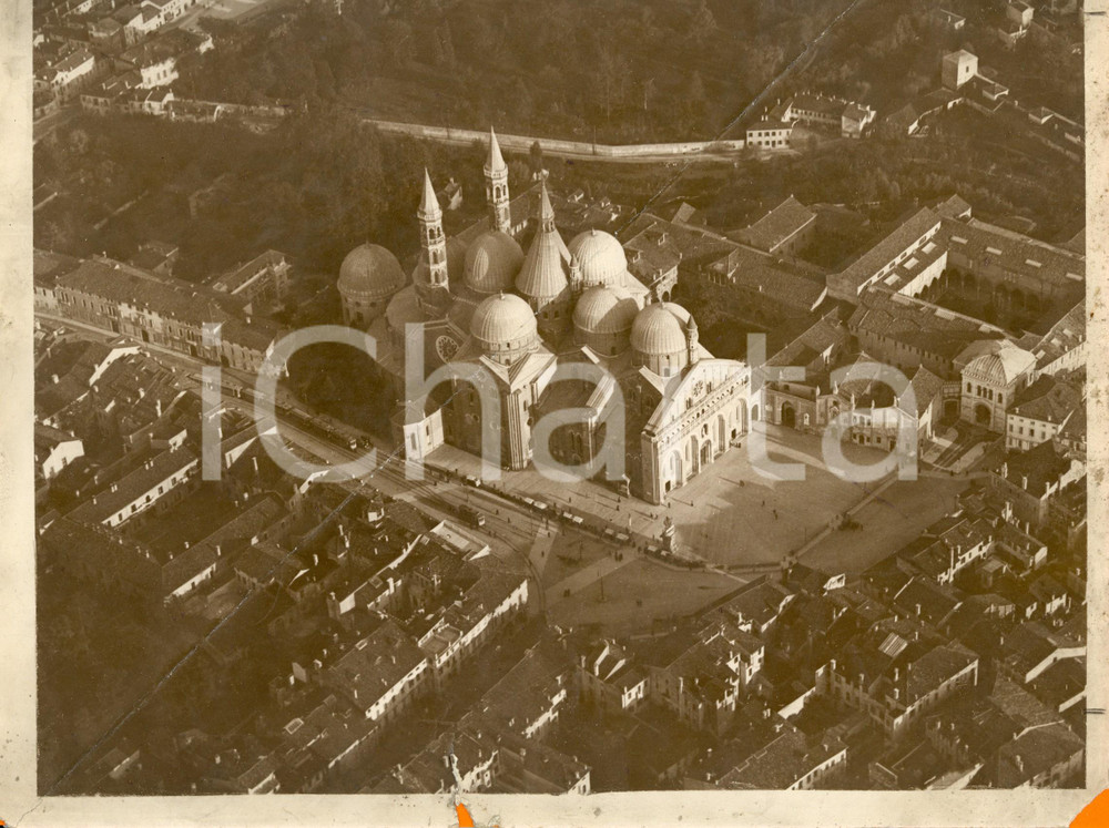 Fotografia d epoca originale 1935 ca PADOVA La Basilica di SANT ANTONIO Fotografia aerea DANNEGGIATA 29 x 23 1