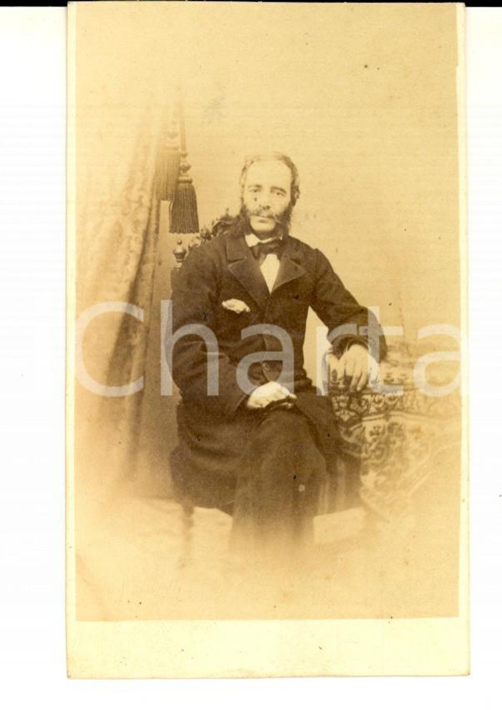 Fotografia d epoca originale 1870 ca ATENE Ritratto di un uomo seduto Foto MORAITES CDV 1
