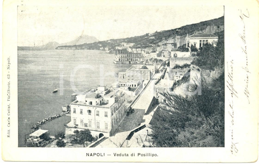 Cartolina originale da collezione 1905  NAPOLI Veduta di POSILLIPO *Cartolina postale FP VG 1