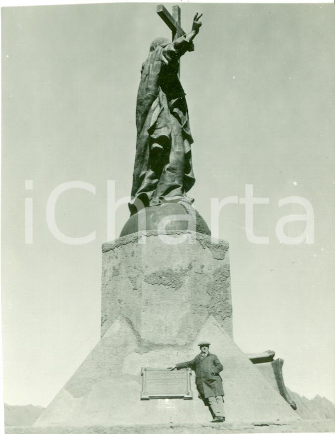 Fotografia d epoca originale 1930 LAS CUEVAS ANDE Giornalista Mario APPELIUS statua CRISTO REDENTORE Foto 1