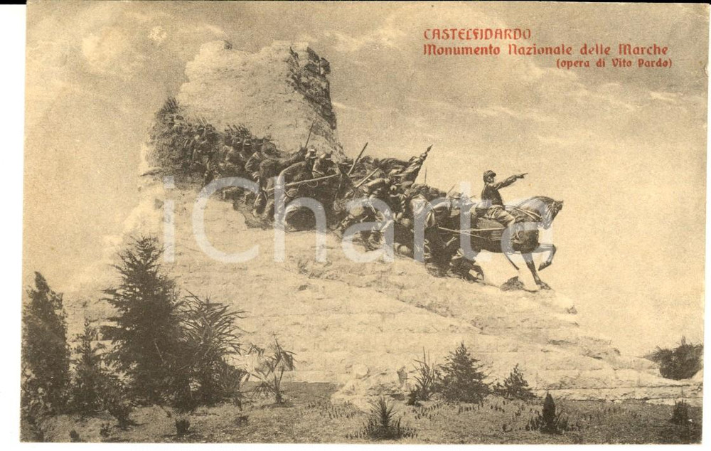 Cartolina originale da collezione 1915 ca CASTELFIDARDO AN Monumento Nazionale delle Marche Cartolina ILLUSTRATA 1